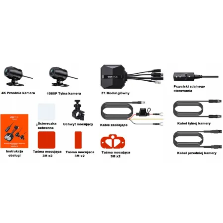 Vantrue F1 2CH – kamera motocyklowa przód + tył, WiFi GPS, wodoszczelna IP67